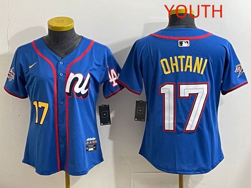 Youth 2025 Los Angeles Dodgers #17 Ohtani Blue Nike 2025 MLB All Star Jersey style 001->youth mlb jersey->Youth Jersey